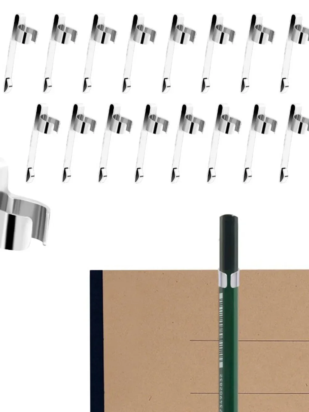 20 Pieces Metal Pen Clips Pencil Holder Clip Snap in Pencil Clips Slide on Penci